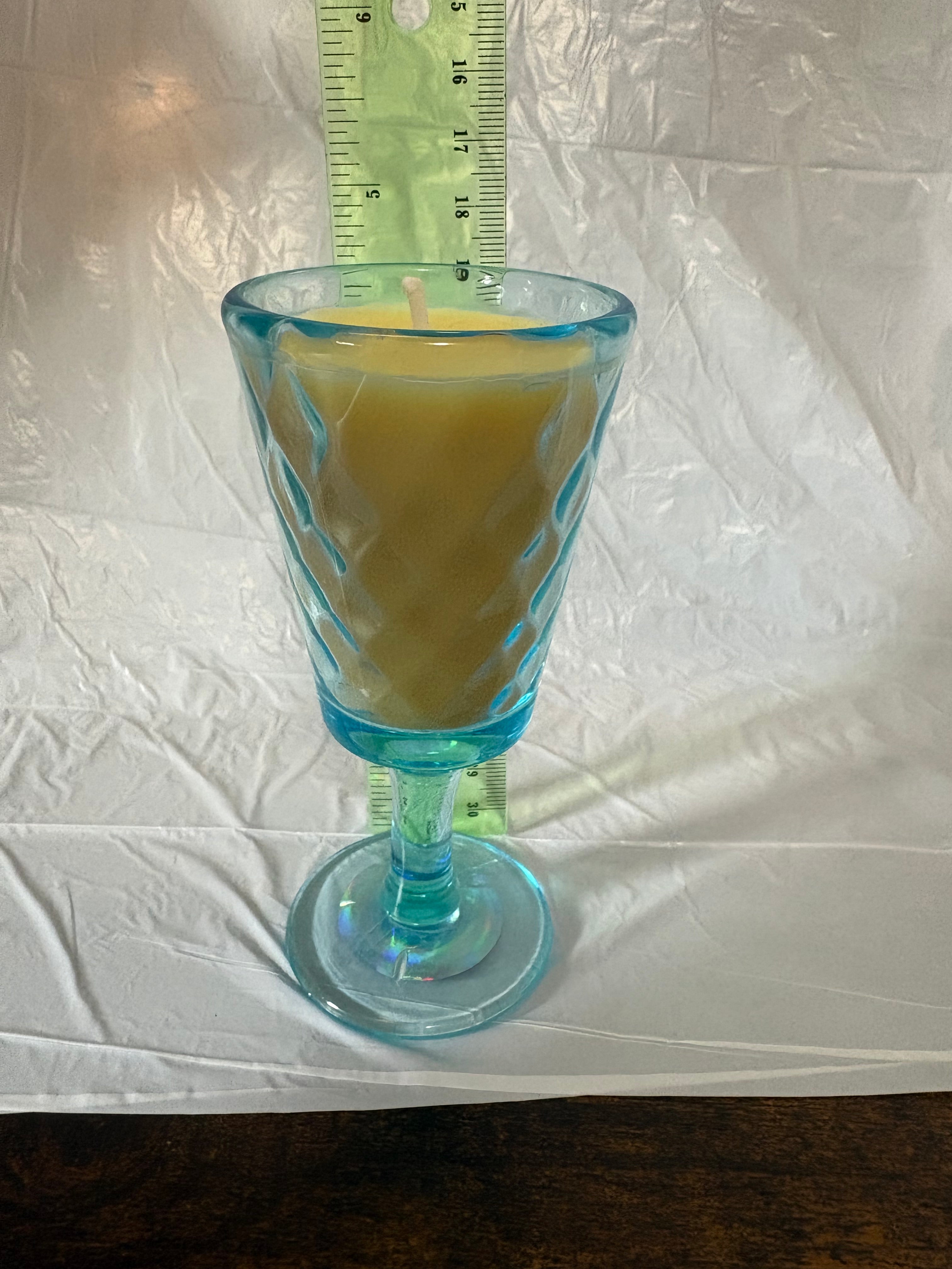 Honeysuckle & Gardenia Vintage Blue Glass Candle