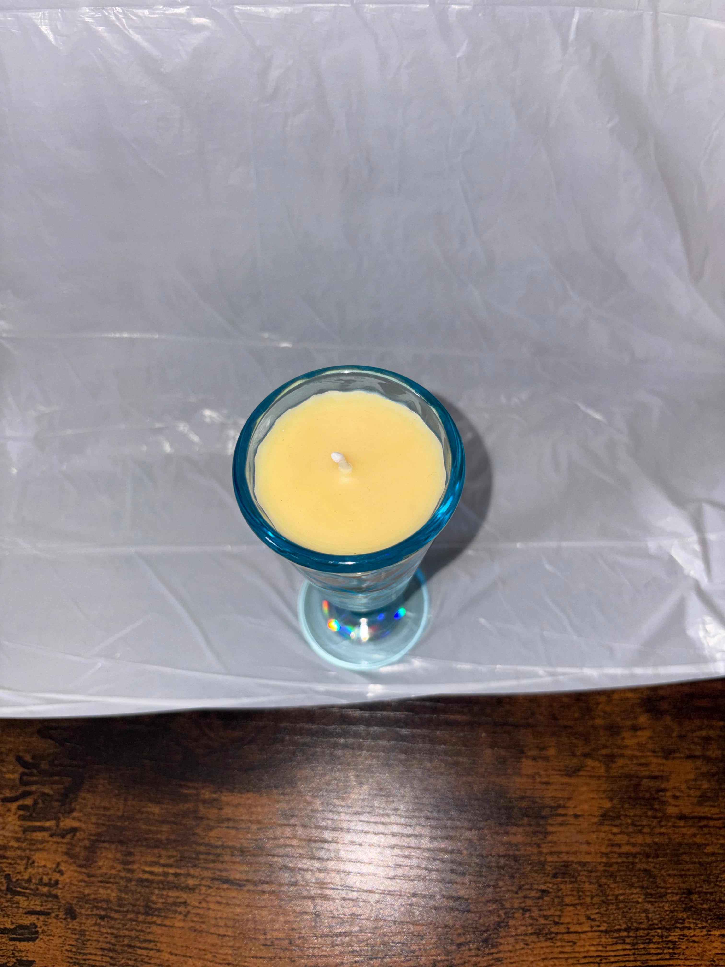 Honeysuckle & Gardenia Vintage Blue Glass Candle