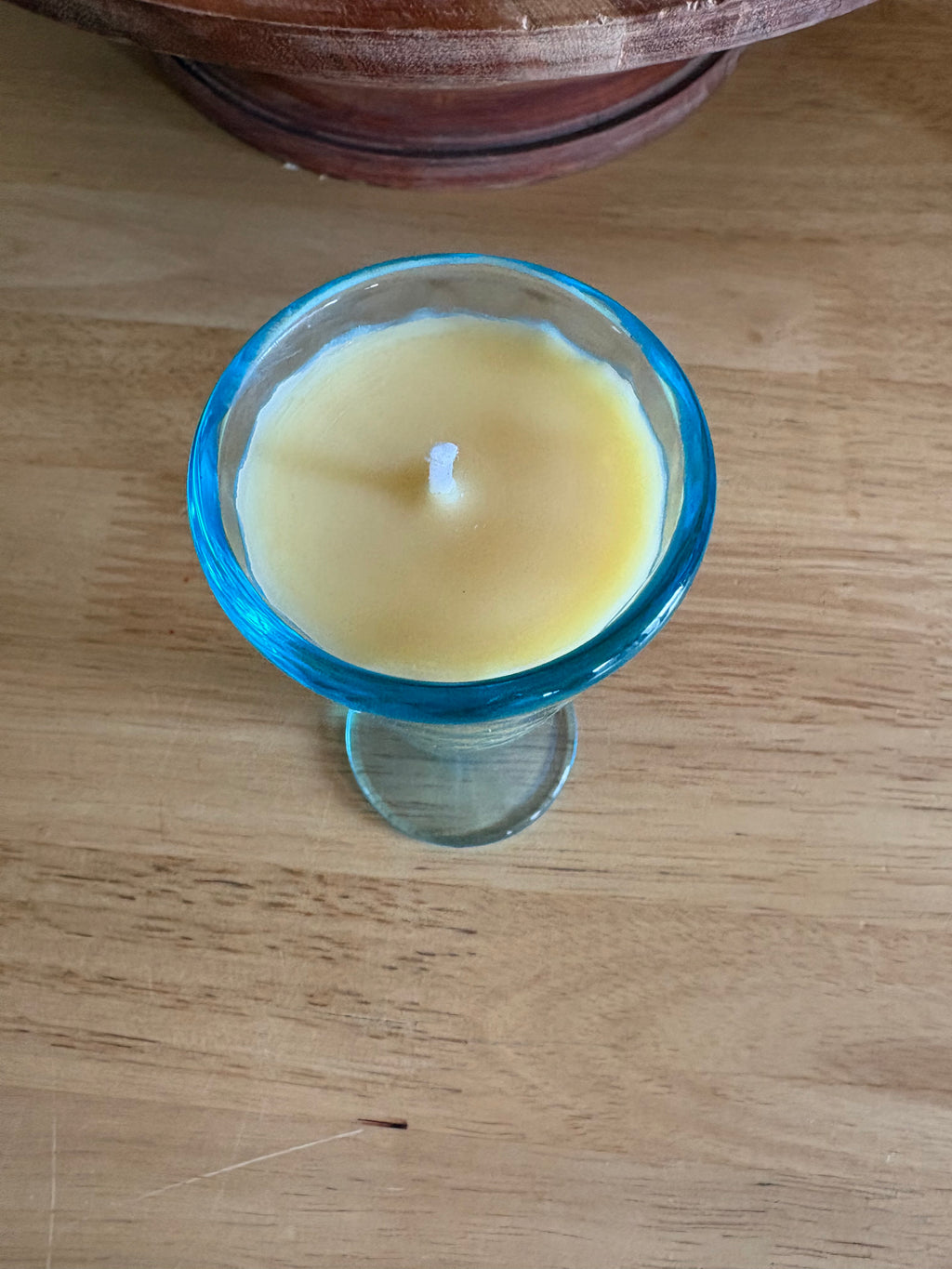Honeysuckle & Gardenia Vintage Blue Glass Candle
