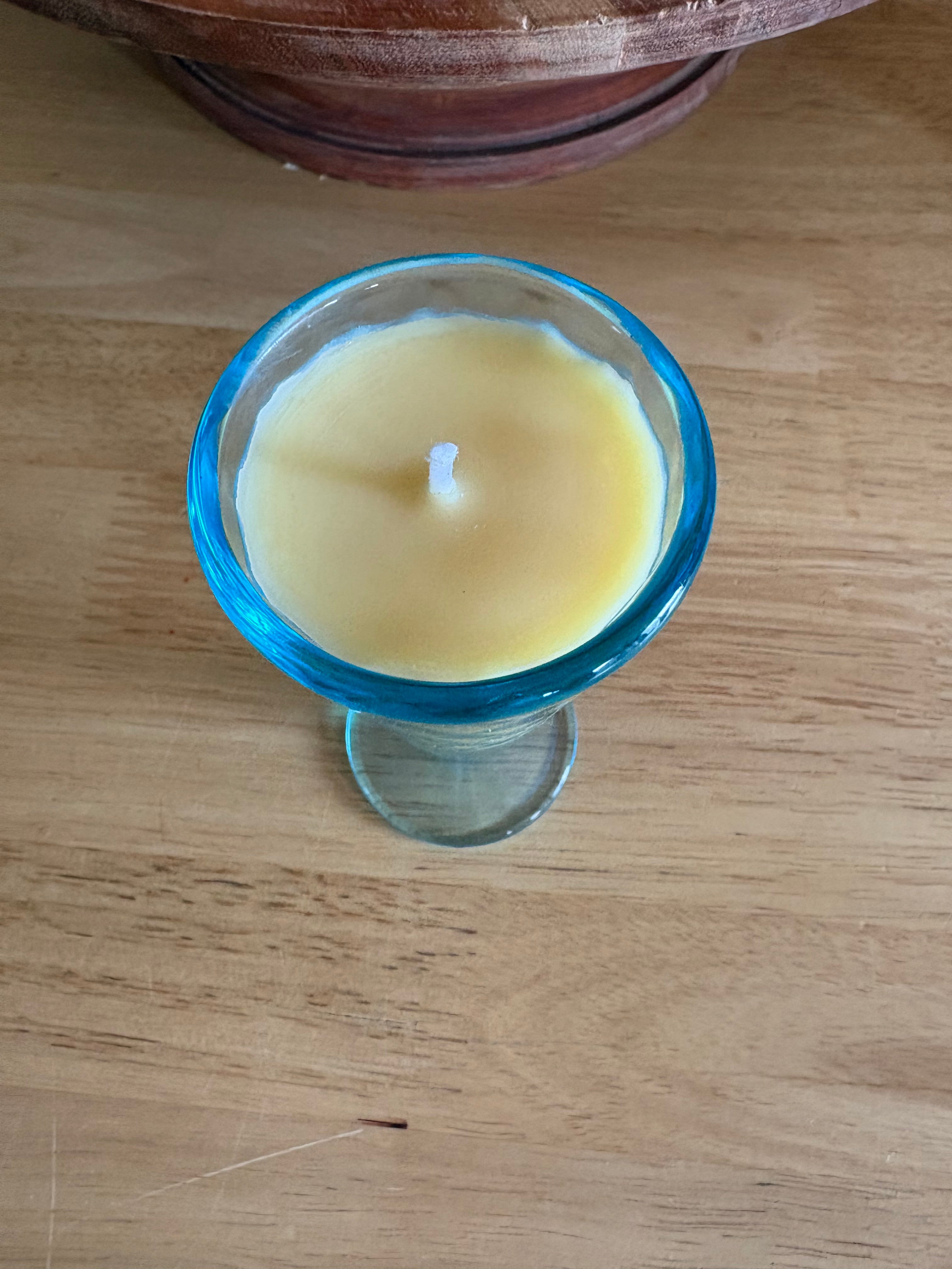 Honeysuckle & Gardenia Vintage Blue Glass Candle