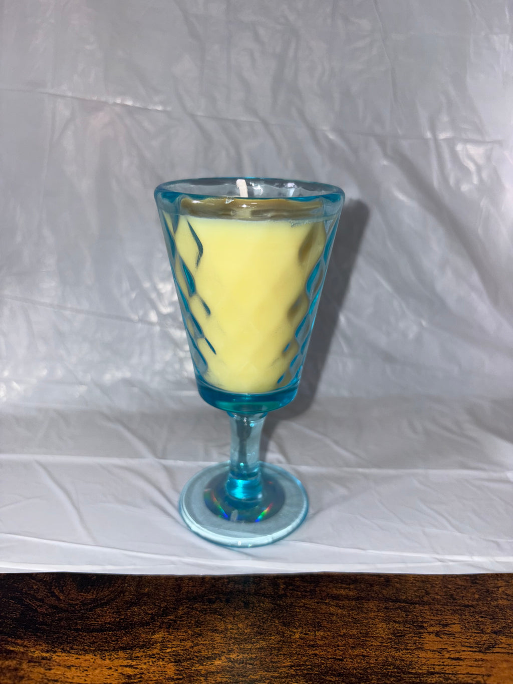 Honeysuckle & Gardenia Vintage Blue Glass Candle